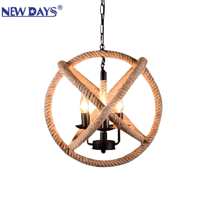 NEWDAYS brand cross-border new products: led retro industrial style rope pendant lamp, ironwork hood bar table lamp, global-shaped decorative lighting atmosphere lamp, small pendant lamp, lighting art lamp, Nordic style