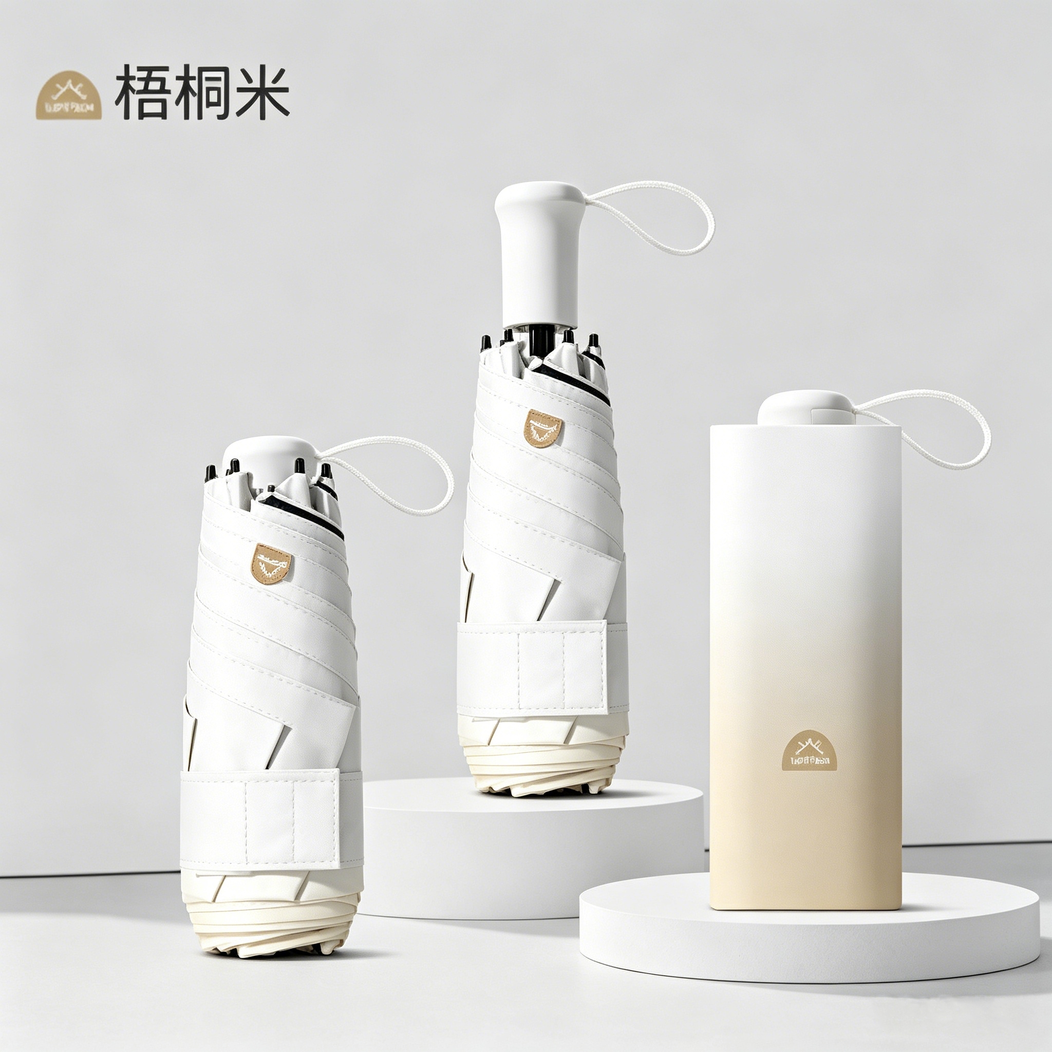 Hengdun's new hidden handle umbrella, macaron gradient color, compact and portable, UV-resistant black rubber-coated sunshade, women's ultra-light palm capsule umbrella, student commuting and travel folding umbrella, can be customized Specification image