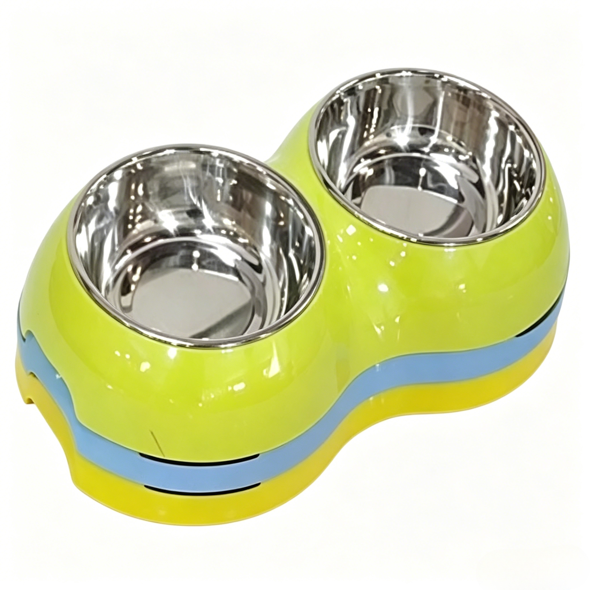 Cross-border melamine pet bowls, food-grade solid color cat and dog bowls, pet food utensils, large-diameter stainless steel cat bowls, single bowls, double bowls Specification image