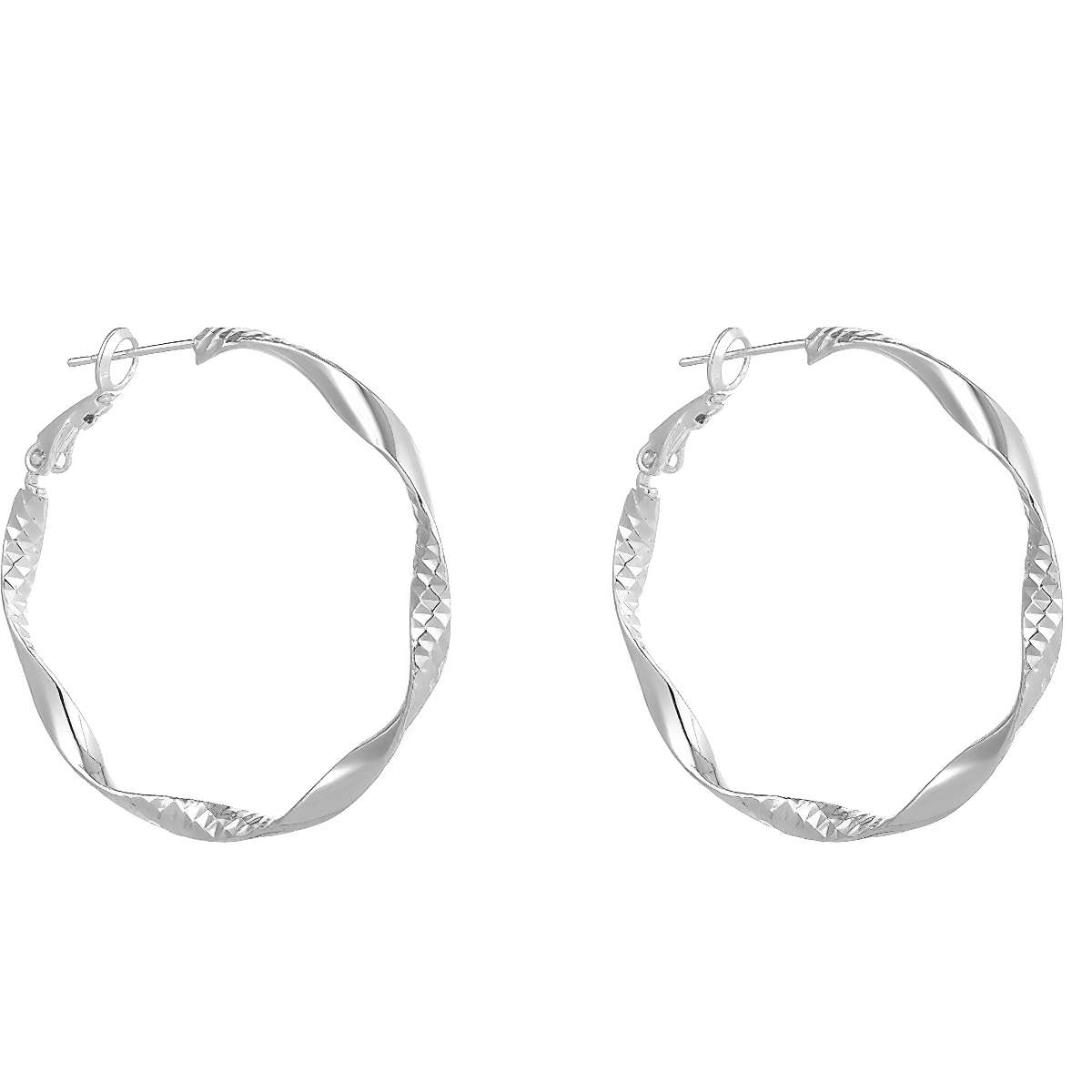 Gold and silver dual-color spiral earrings, 925 silver gold-plated, light and anti-allergy, suitable for daily wear Item Picture