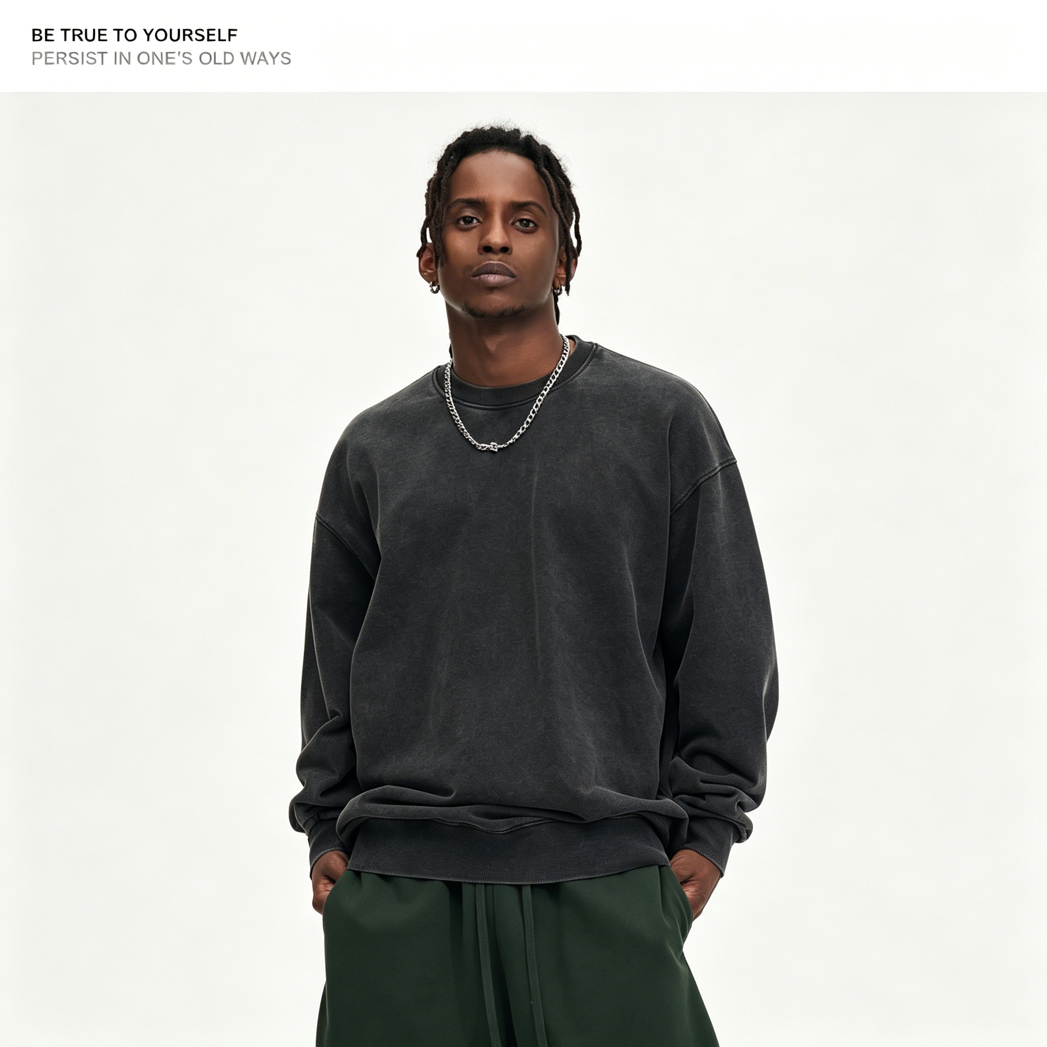 In 2026, a best-selling men's fashion shirt in Europe and America, a 400G washable, distressed round-neck sweatshirt with printed LOGO, large size, loose fit, suitable for both men and women, and long sleeves