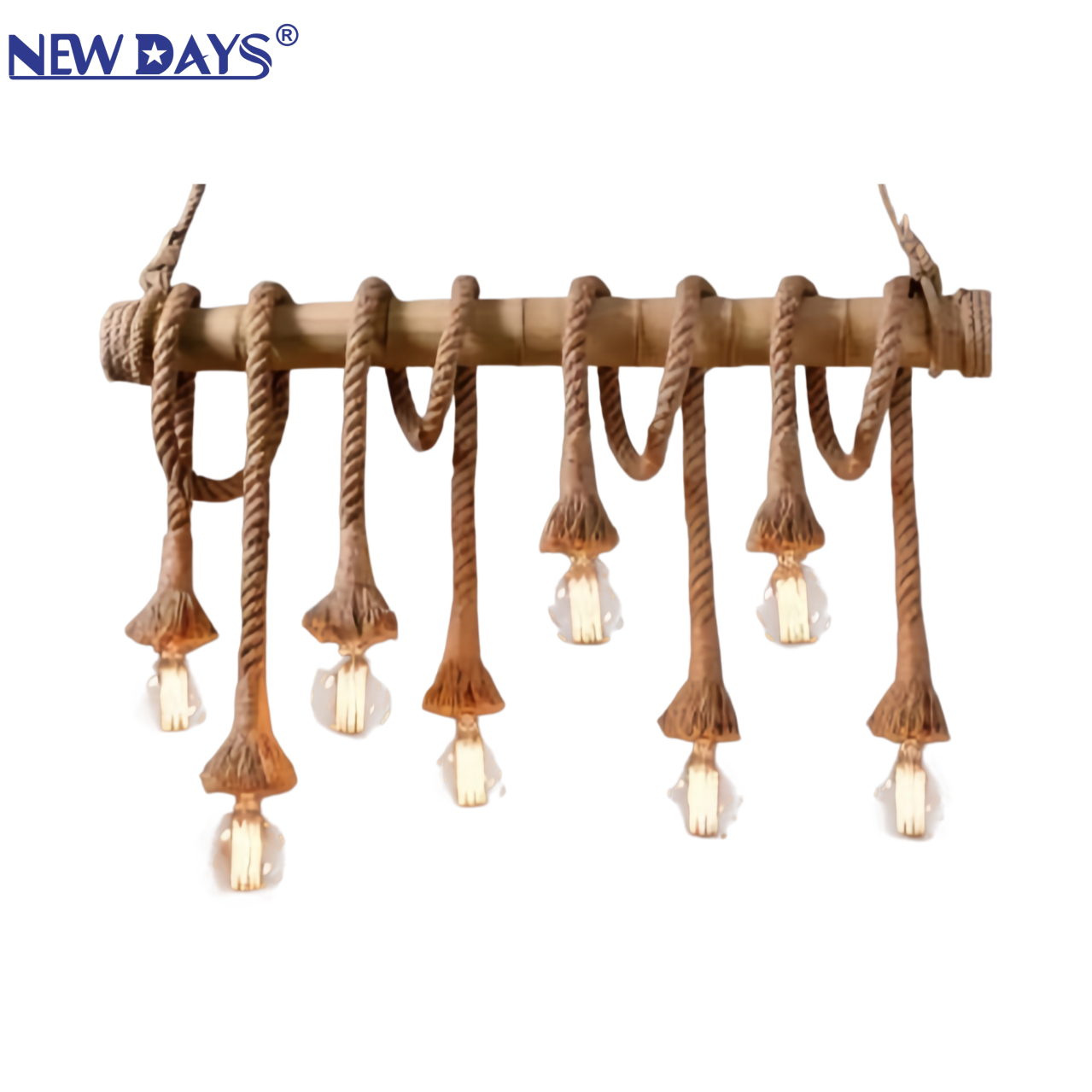 NEWDAYS brand cross-border new products: led retro industrial style hemp rope bamboo tube chandelier, ironwork hood bar table lamp, creative decorative lighting atmosphere lamp, small chandelier lamp, lighting art lamp, Nordic style Application Scenario