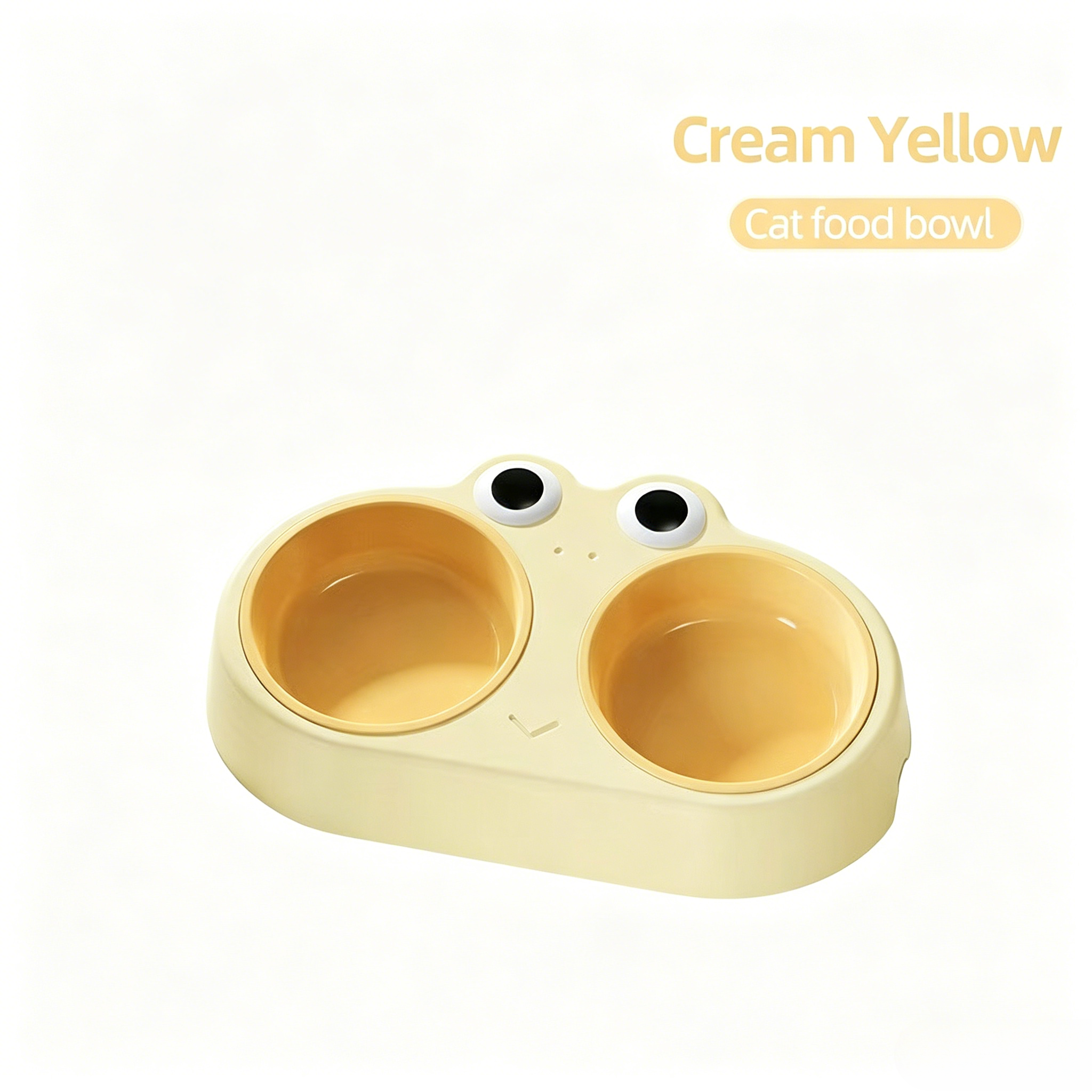 跨境新款宠物碗卡通大眼青蛙双碗宠物粮水碗猫碗盆宠物用品 Item Picture