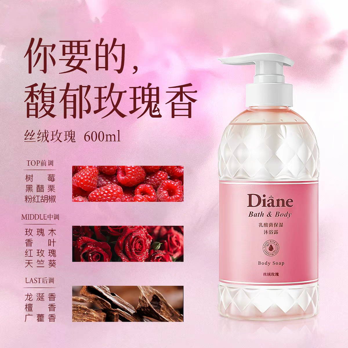 استوردت دايس نديان حليب الاستحمام المعطر المغتسال 600ML الذي يغذي الرطوبة والرطوبة Item Picture
