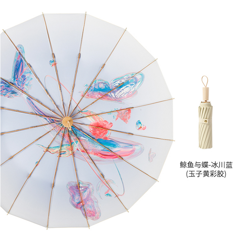 Hengdun 16-bone titanium gold umbrella bone color glue sun protection and shade umbrella, inner printed folding small gold umbrella, small and portable for women, super UV protection, non-translucent, all-weather and all-weather umbrella, high appearance level, commuter sun umbrella for girls Application Scenario