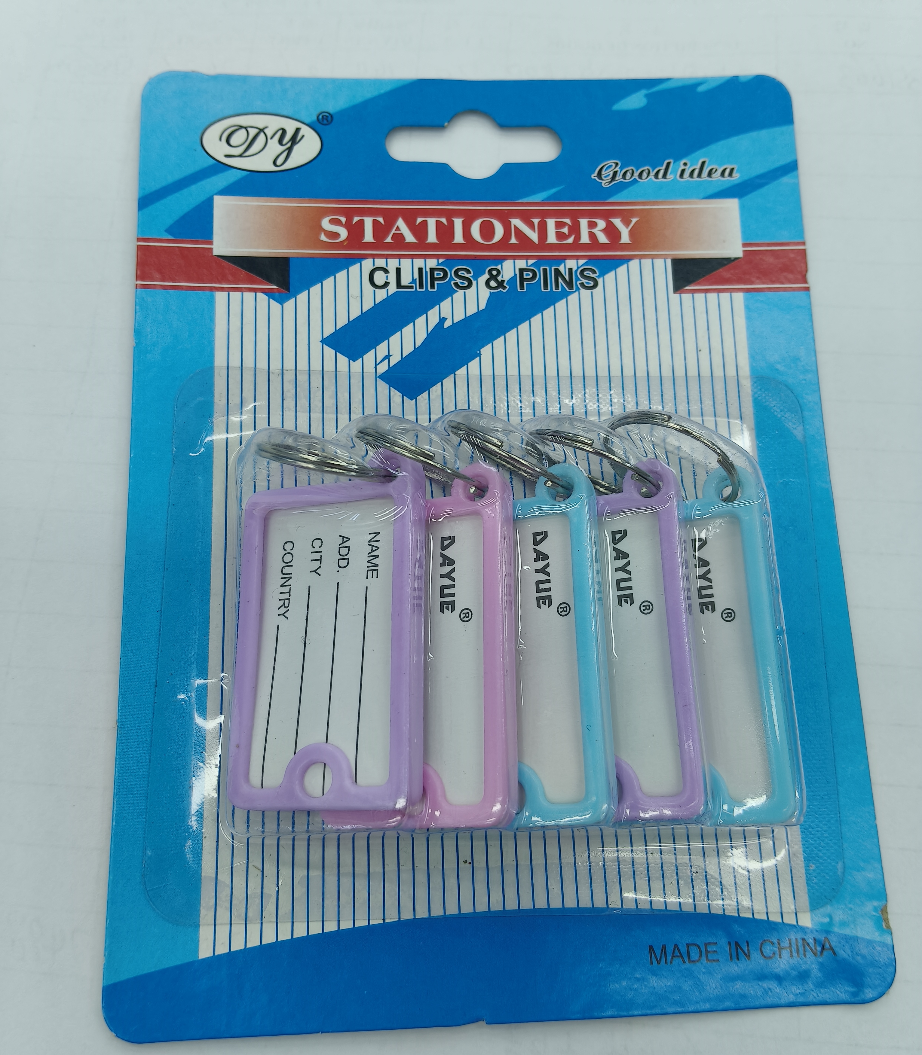 Factory direct sales of brand-new macaron color Da Yue B1014 plastic key plates, hotel number tag plates, key chains, luggage tags, writable and marking, essential PP material for key boxes