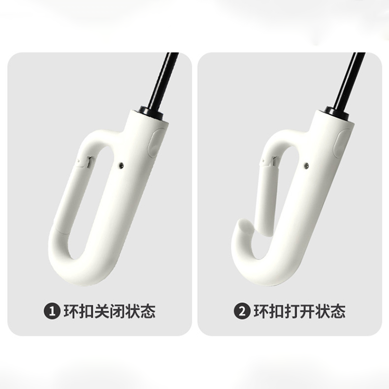 Hengdun fully automatic ring buckle reverse umbrella for women and men, large double size, all-weather and all-weather, black rubber sun protection and shade umbrella, wind-resistant reinforced folding portable hook umbrella, 106cm enlarged umbrella surface, student commuter bus all-weather umbrella details Picture