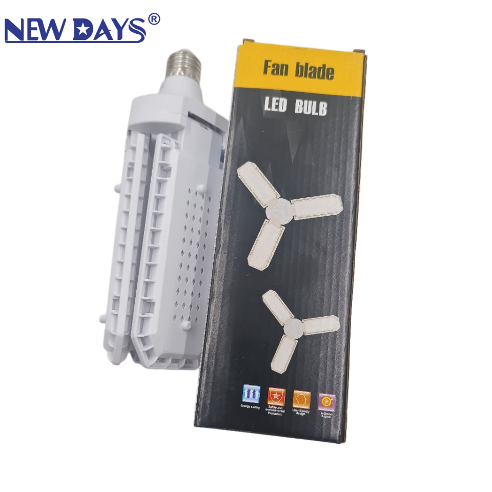 NEWDAYS brand cross-border new LED bulb leaf lamp, Jingang Three-leaf eye-protecting non-flicker folding lamp, Screw E27-port energy-saving high-brightness lighting lamp bulb leaf lamp bulb Item Picture