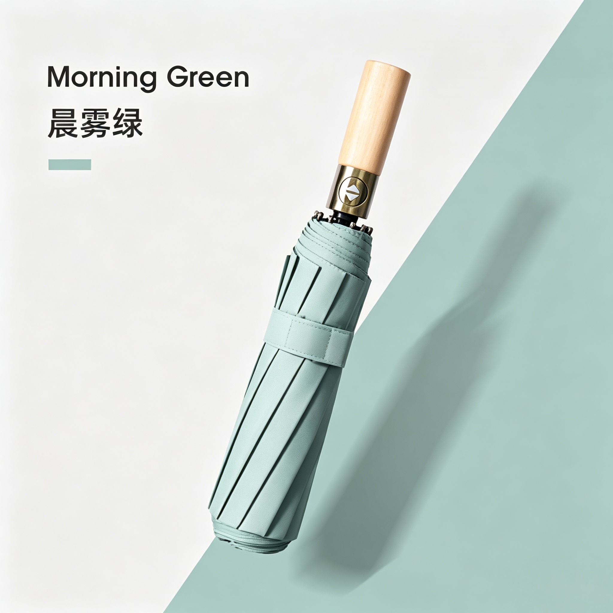 Hengdun solid wood log handle fully automatic umbrella one-click opening and closing, aluminum alloy reinforced umbrella frame, ultra-light portable, simple solid color, enlarged umbrella surface, wind-resistant, business commuting, male and female students' portable semi-transparent sunshade umbrella details Picture