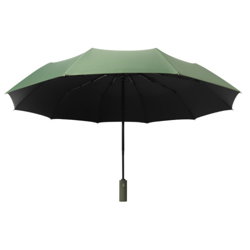 恒盾 竖纹防滑手柄全自动折叠雨伞一键开收黑胶全遮光防晒防紫外线晴雨两用简约纯色加大伞面加固伞骨抗风便携男女通勤商务随身伞 Item Picture