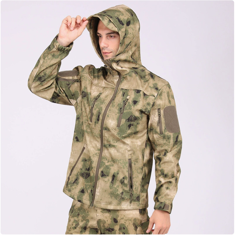 Soft-shell outdoor sports windbreakers, men's camouflage uniforms, cycling and mountaineering warm jackets, ski suits, single-sided fleece cotton jackets Item Picture