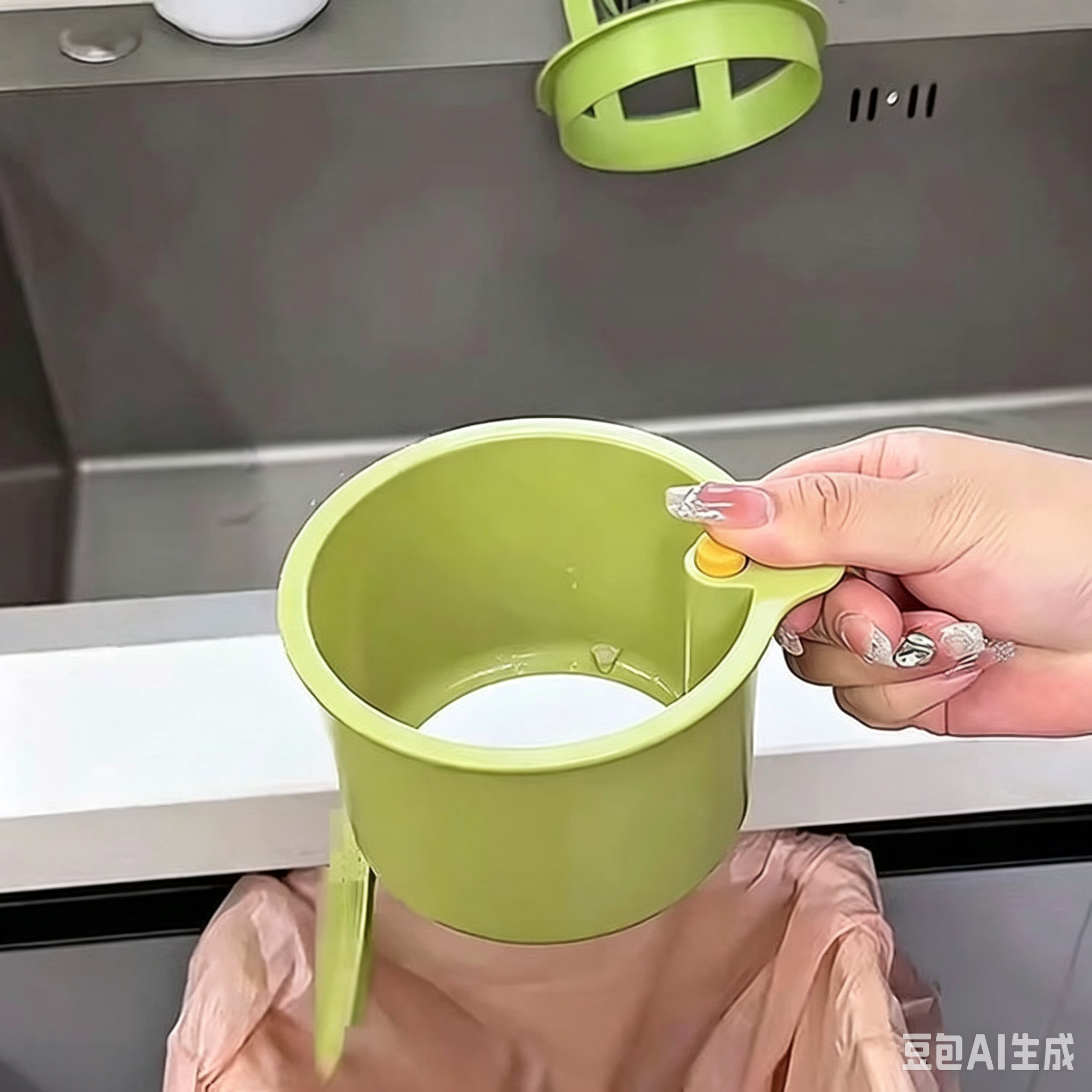 Muji colorful plastic-edge stainless steel draining basket, green hanging sink draining basket, colorful plastic-steel multi-purpose basin, silicone dish rack Item Picture