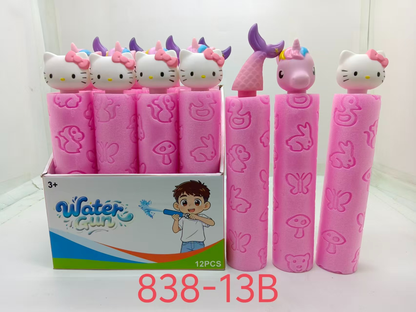 TL83390高颜值粉色系HelloKitty美人鱼独角兽泡沫抽拉水枪女童水上乐园洗澡戏水礼品玩具