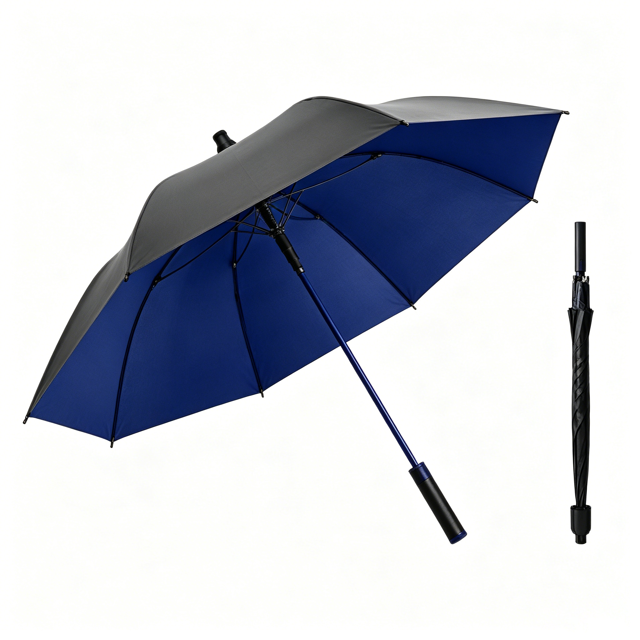 Hengdun vehicle-specific waterproof straight pole umbrella comes with a water storage and storage cover, no water dripping when folded. It has a large double-person umbrella surface and reinforced ribs, resistant to strong winds. It is a sun umbrella for outdoor sun protection and rain protection. It is a business gift long umbrella that can be customized Specification image