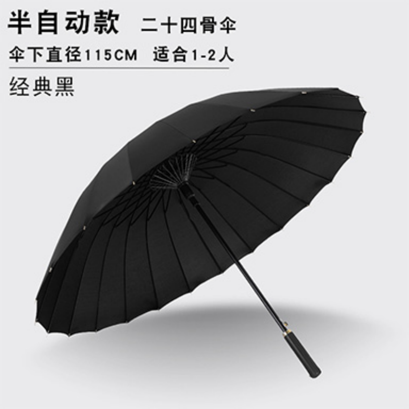 Hengdun fully automatic one-click opening long-handled large umbrella, 24 thickened ribs to resist storms and not easily flip outside, thickened waterproof fabric to dry with a shake, super large double-person canopy, commuting, gift-giving, car-specific solid color straight pole umbrella details Picture