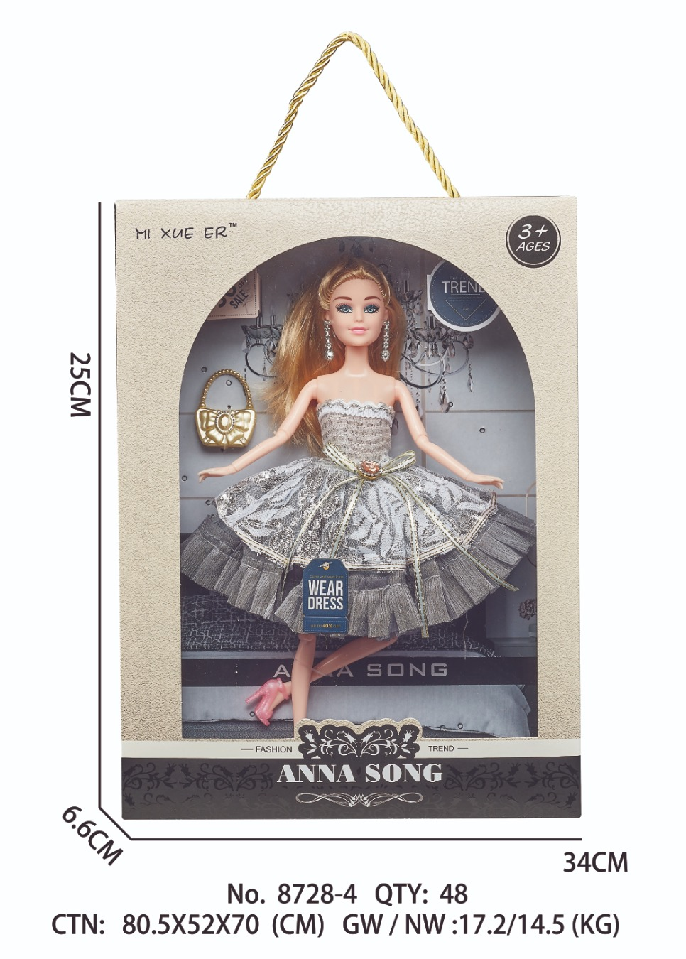 TK62464 retro silver-gray shiny gauze princess dress doll with a realistic joint figure, a birthday gift box set toy for girls Application Scenario