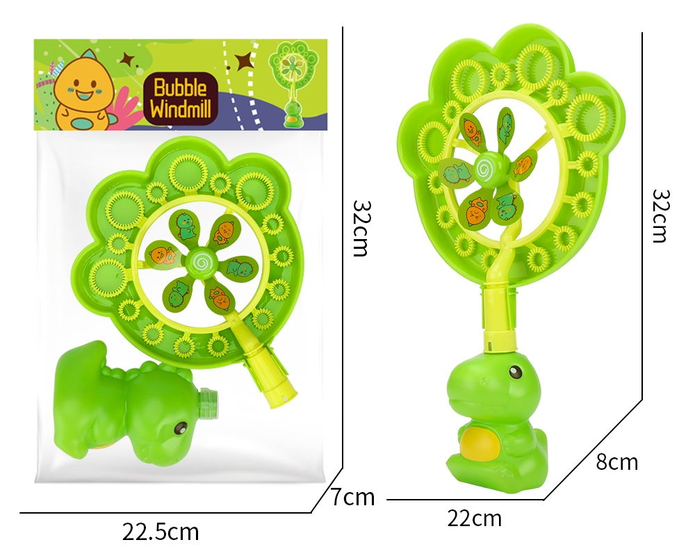 TK65604 Dinosaur Windmill Bubble Machine, multi-hole manual flower bubble stick, children's summer outdoor water play, bubble blowing bag toys