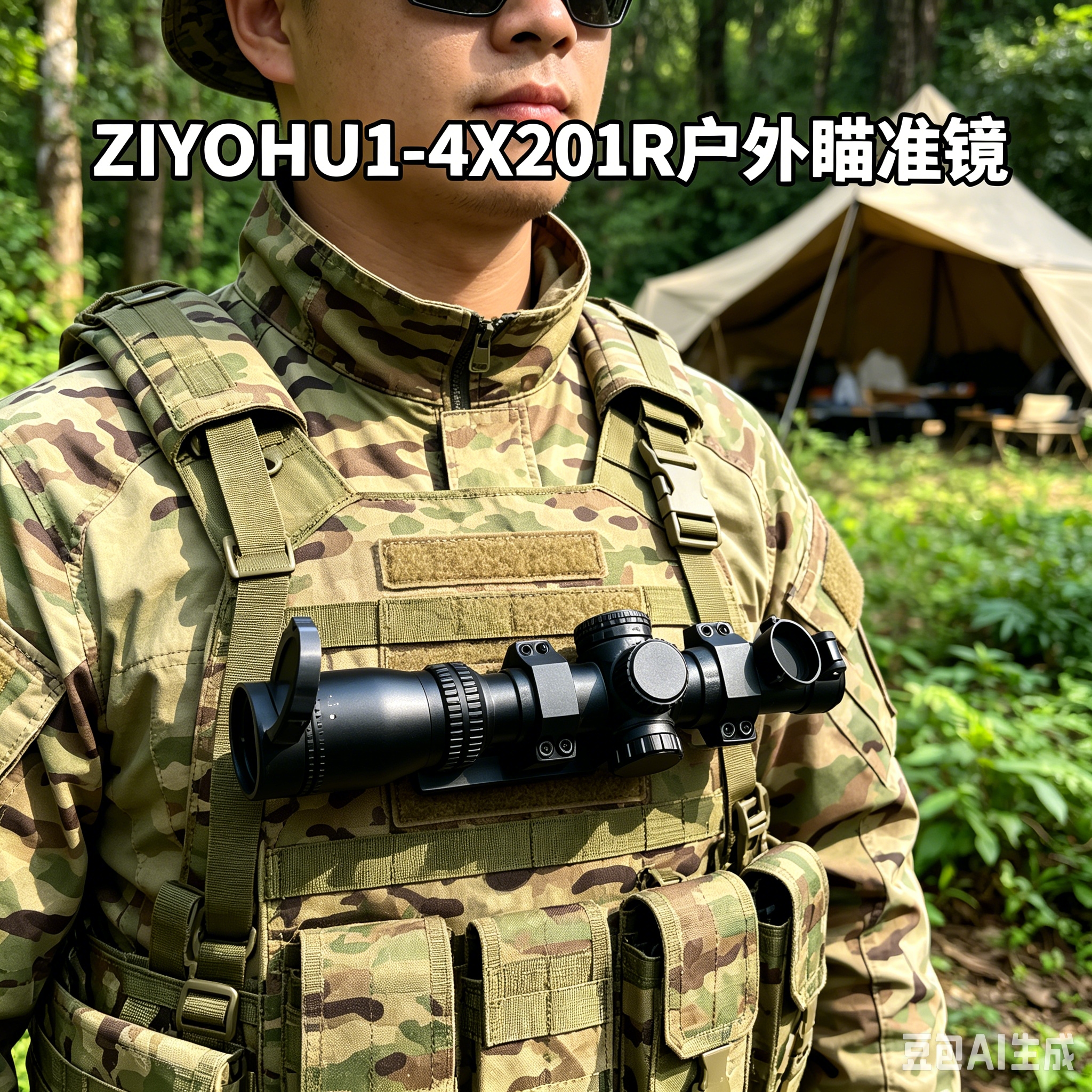Ziyohu 1-4X20IR black outdoor sight with dual-sided lens cap focusing knobs Item Picture