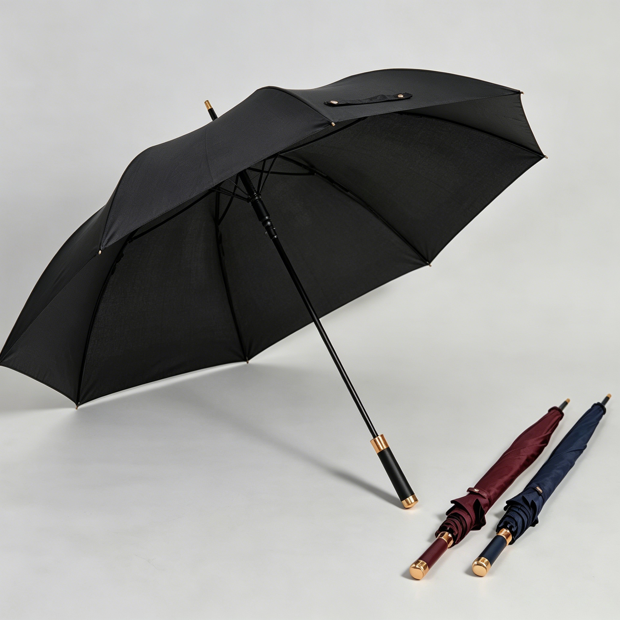 Hengdun offers 8-bone reinforced long-handled umbrellas in stock, black rubber for sun protection and shade, suitable for both sunny and rainy days, golf umbrellas, light luxury, large double-person umbrellas with golden handles, advertising umbrellas that can be printed, and wedding gift umbrellas for enterprises to purchase Specification image