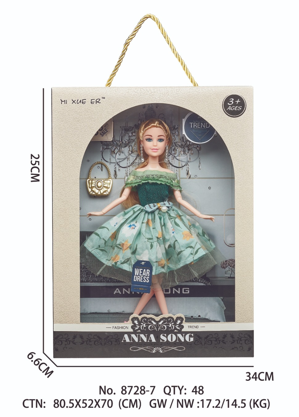 TK62467 ANNA SON Country-style Floral Mini Skirt Doll One-shoulder dress Girl Birthday Gift Gift Box Toy Item Picture