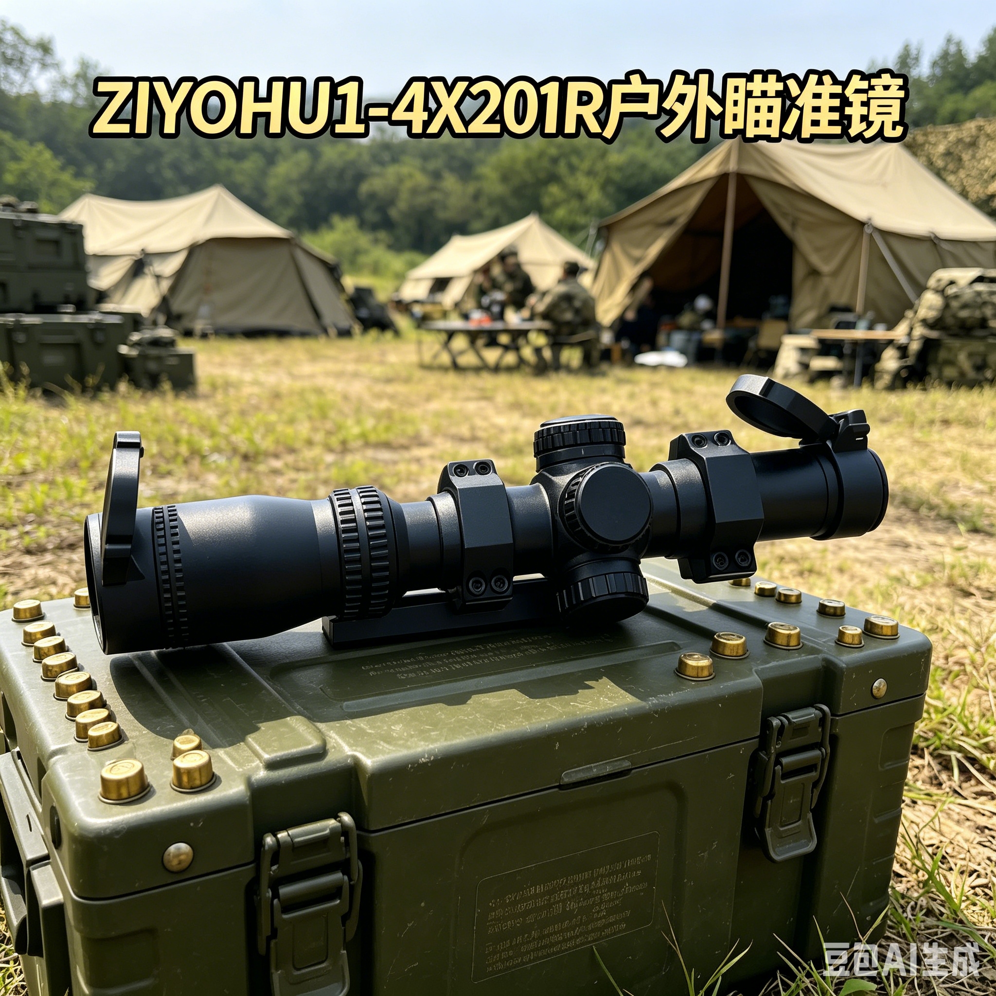 ZIYOHU黑色户外瞄准镜1-4X20IR弓箭儿童用可调旋钮护盖导轨安装详情6