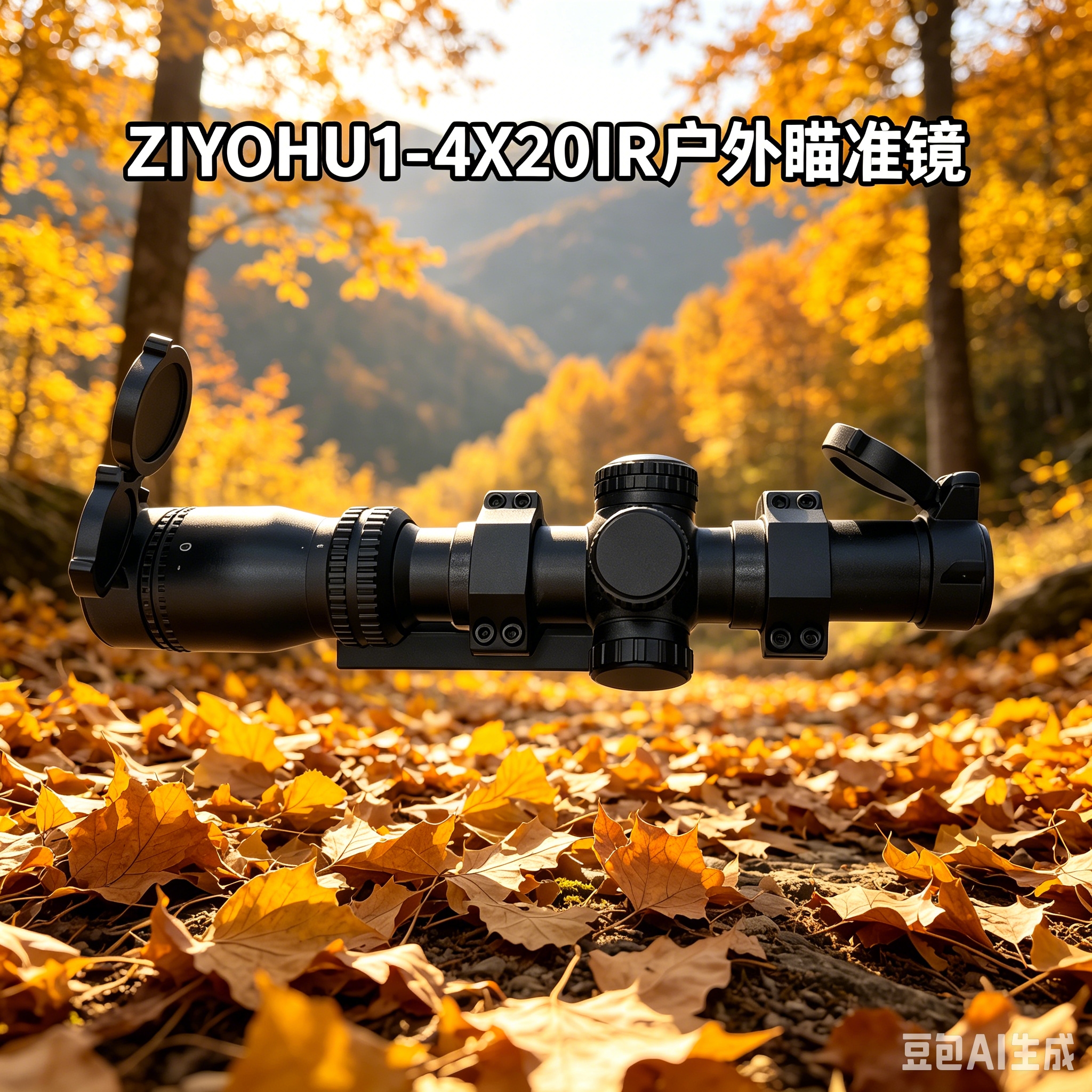 ZIYOHU1-4X20IR黑色户外瞄准镜配双侧镜头盖调焦旋钮