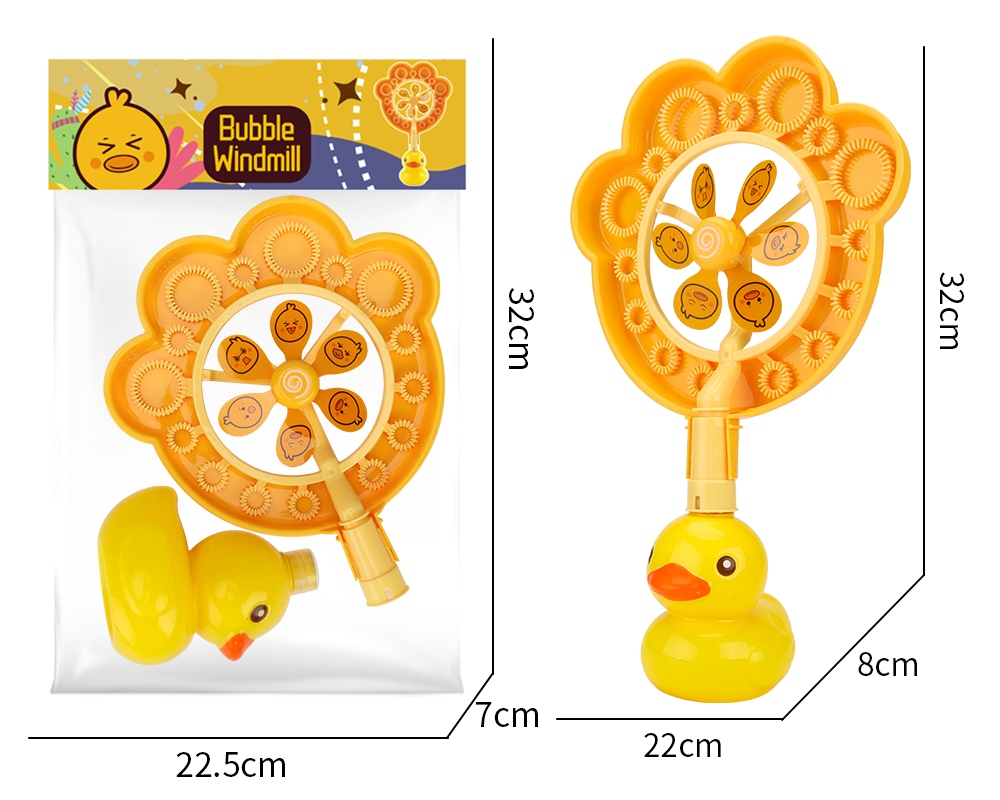 TK65612 Little Yellow Duck Windmill Bubble Machine, Multi-hole manual bubble Blowing stick, children's summer outdoor water play, popular bubble toy bag Application Scenario