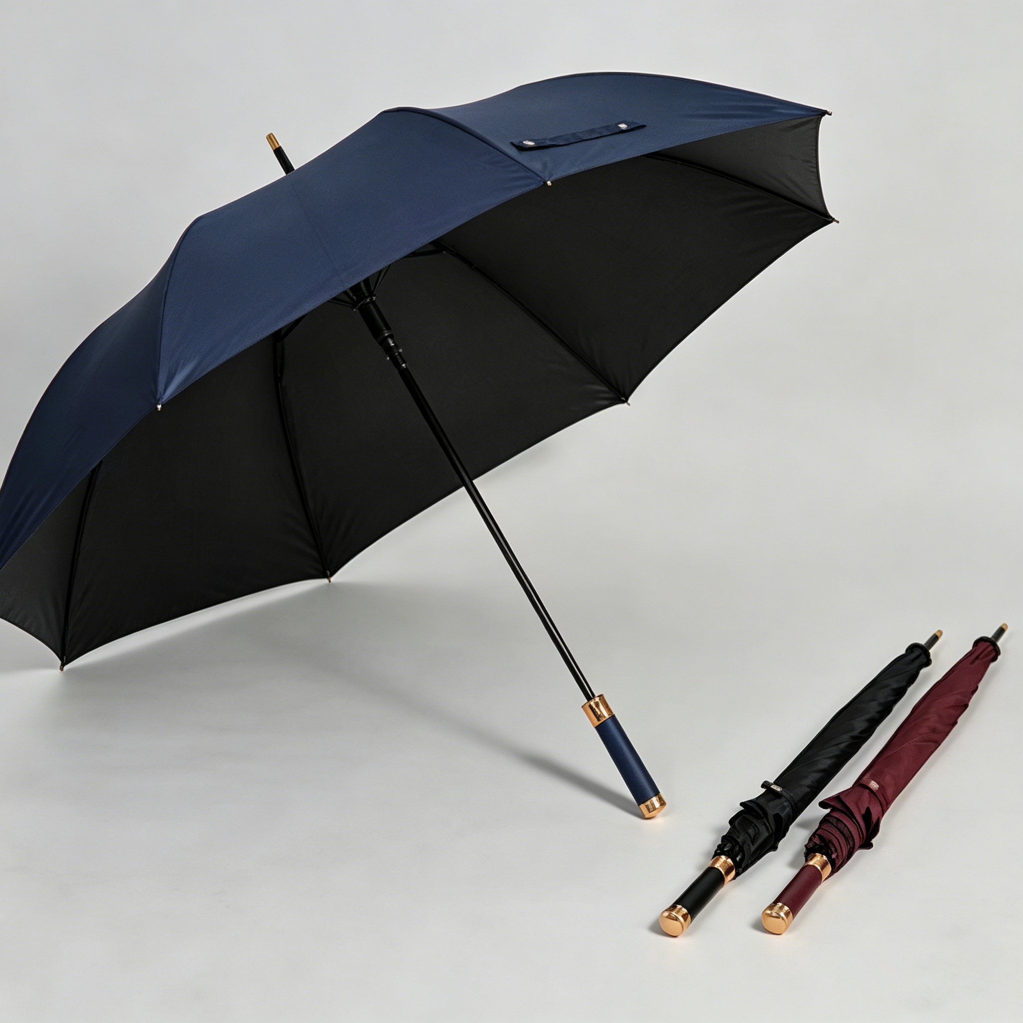 Hengdun offers 8-bone reinforced long-handled umbrellas in stock, black rubber for sun protection and shade, suitable for both sunny and rainy days, golf umbrellas, light luxury, large double-person umbrellas with golden handles, advertising umbrellas that can be printed, and wedding gift umbrellas for enterprises to purchase details Picture
