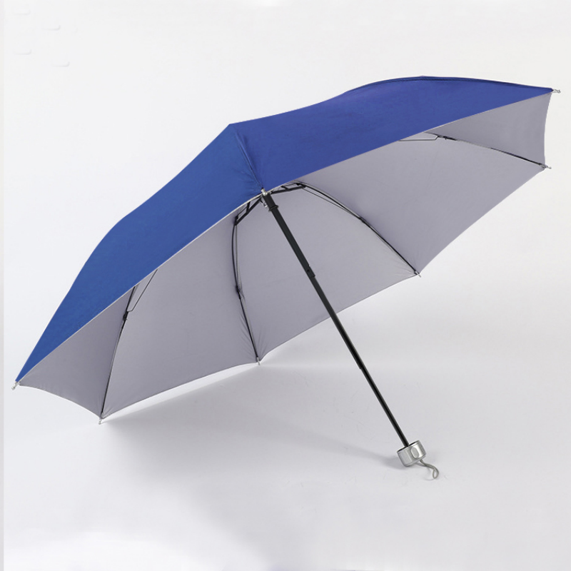 Hengdun 7-bone hand-opening silver rubber three-fold Sunshade Umbrella for women in solid color, simple and portable folding umbrella, thickened silver rubber coating, UPF50 + UV protection, student commuting mini portable affordable sun umbrella Item Picture