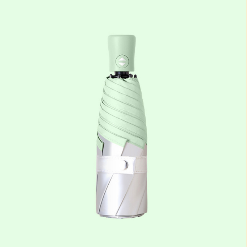 Hengdun fully automatic one-click opening and closing three-fold titanium silver sun umbrella Macaron solid color UV protection sun umbrella for women, small and portable folding umbrella for both weather and rain, thickened titanium silver coating non-transparent commuting umbrella Item Picture
