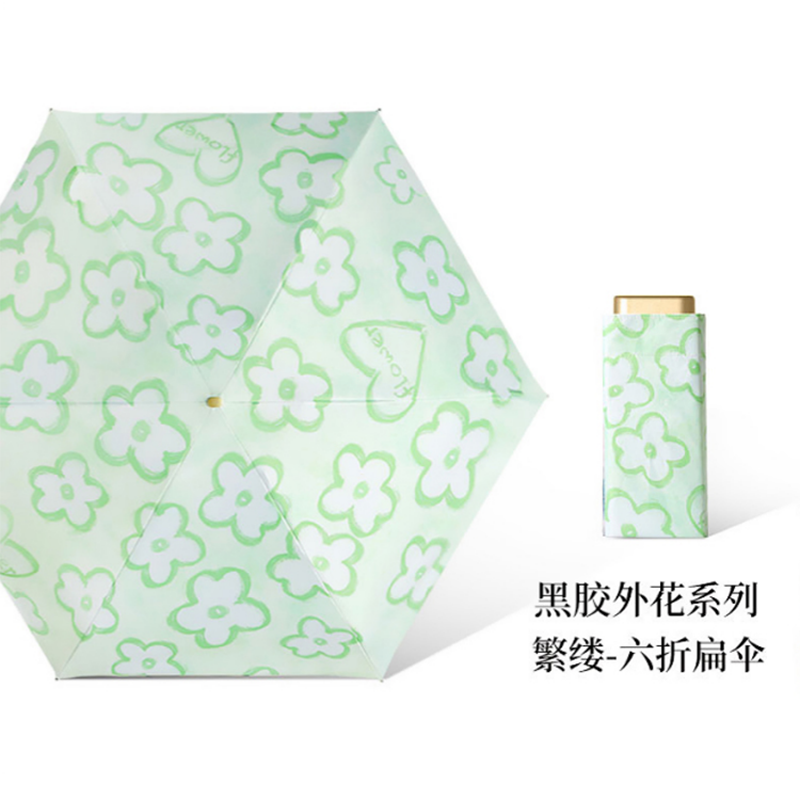 恒盾 六折扁迷你黑胶防晒防紫外线太阳伞女 超轻便携口袋伞 高颜值油画水果碎花印花晴雨两用伞 通勤出游野餐送女生礼物胶囊伞详情8