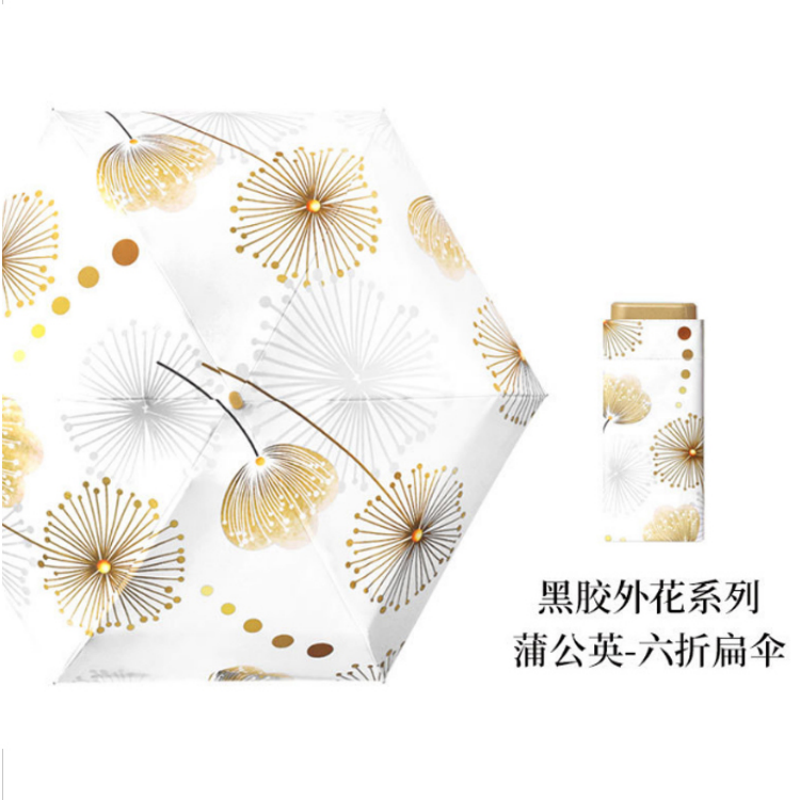 恒盾 六折扁迷你黑胶防晒防紫外线太阳伞女 超轻便携口袋伞 高颜值油画水果碎花印花晴雨两用伞 通勤出游野餐送女生礼物胶囊伞详情6