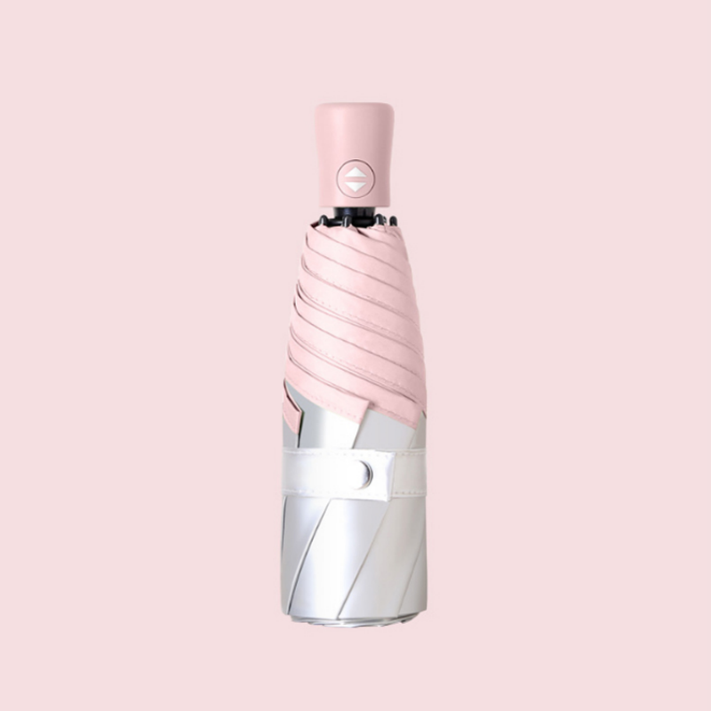 Hengdun fully automatic one-click opening and closing three-fold titanium silver sun umbrella Macaron solid color UV protection sun umbrella for women, small and portable folding umbrella for both weather and rain, thickened titanium silver coating non-transparent commuting umbrella details Picture