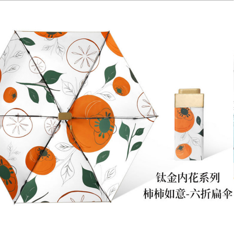 Evershield titanio flor interior 60 folios cápsula plana paraguas UPF50 + protección uv sunparaguas interior pintura al óleo floral impresión ultra ligero mini paraguas de bolsillo plegable portátil sol y lluvia paraguas de mujer de doble uso details Picture