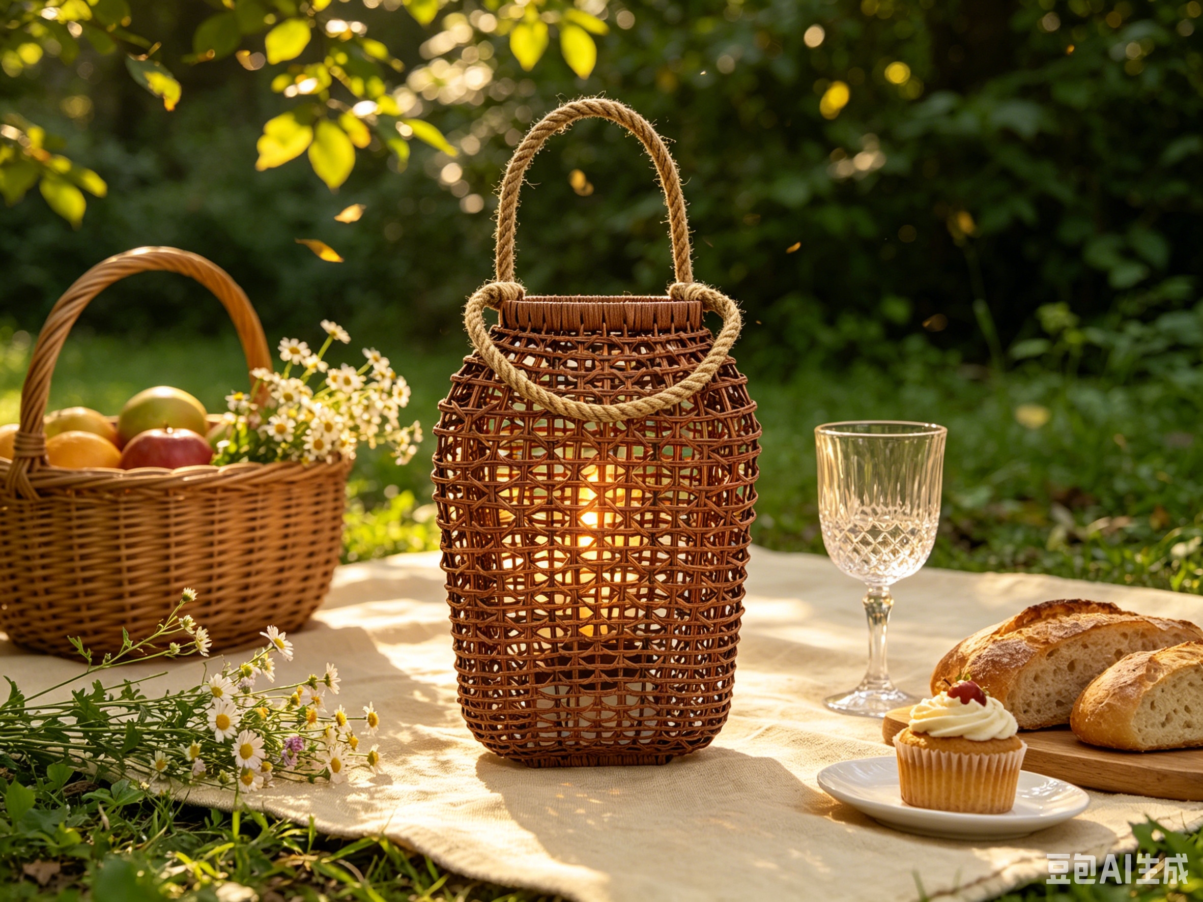 Dark brown natural white vine hollowed-out square candle-style lanterns, outdoor camping lighting lampshades, homestay decoration table lamps, country-style outdoor portable lanterns, home decoration night lights, Mid-Autumn flower lanterns details Picture