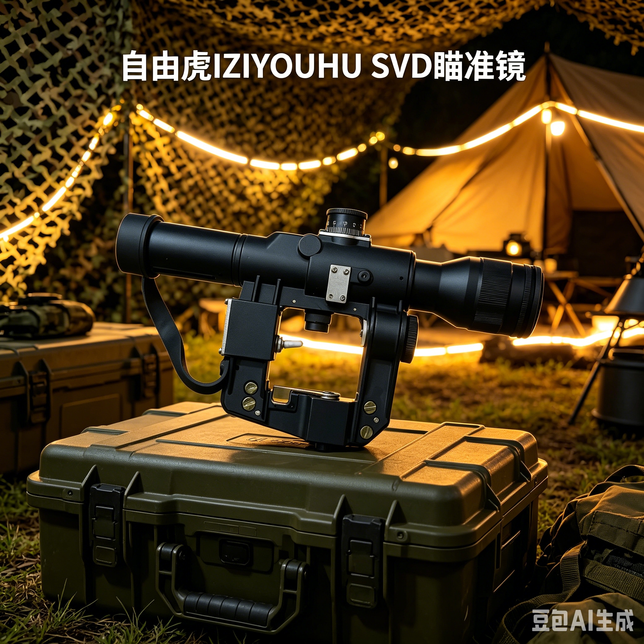 ZIYOUHU SVD black outdoor infrared sight is suitable for children's outdoor use with bows and arrows. It comes with a flip-out protective cover, focusing ring and rail mounting base Item Picture