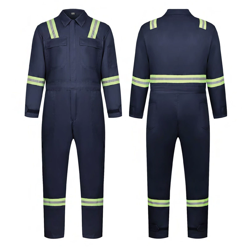 劳保服春秋套装耐磨工作服长袖反光条纯棉吸汗
