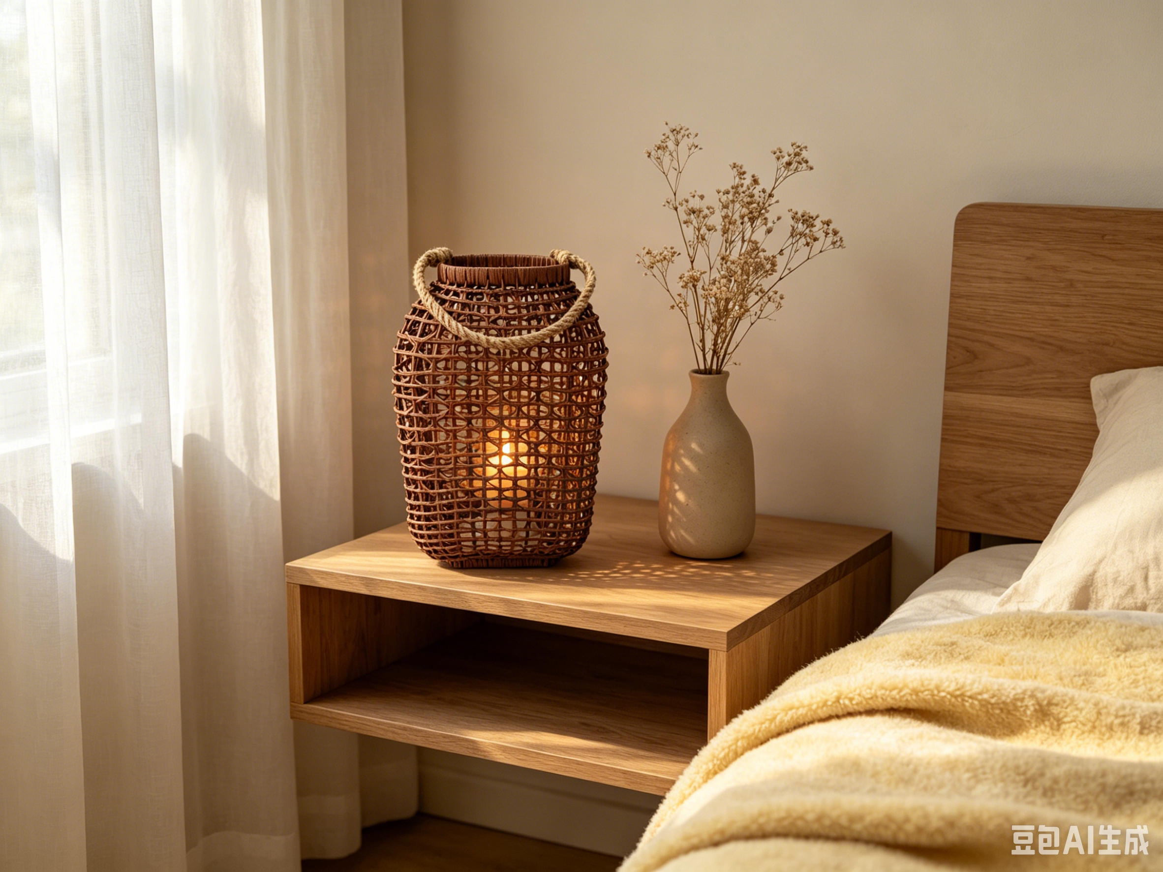 Dark brown natural white vine hollowed-out square candle-style lanterns, outdoor camping lighting lampshades, homestay decoration table lamps, country-style outdoor portable lanterns, home decoration night lights, Mid-Autumn flower lanterns Specification image