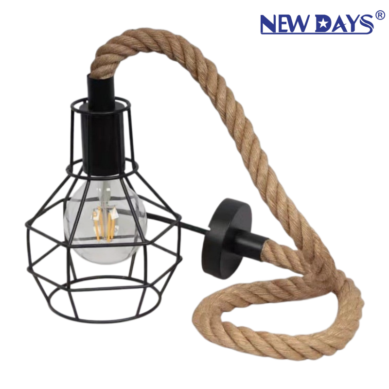 NEWDAYS brand cross-border new products: led retro rope grenade style chandelier, ironwork cover bar table lamp, energy-saving high-brightness lighting decorative atmosphere chandelier lamps and lighting fixtures Item Picture