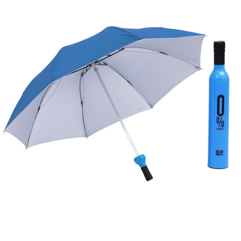 Hengdun Factory's in-stock creative red wine bottler-shaped folding umbrellas, silver plastic UPF50 + sun protection mini portable wine bottle umbrellas, business opening wedding gifts, advertising gift umbrellas, can be printed with logos details Picture