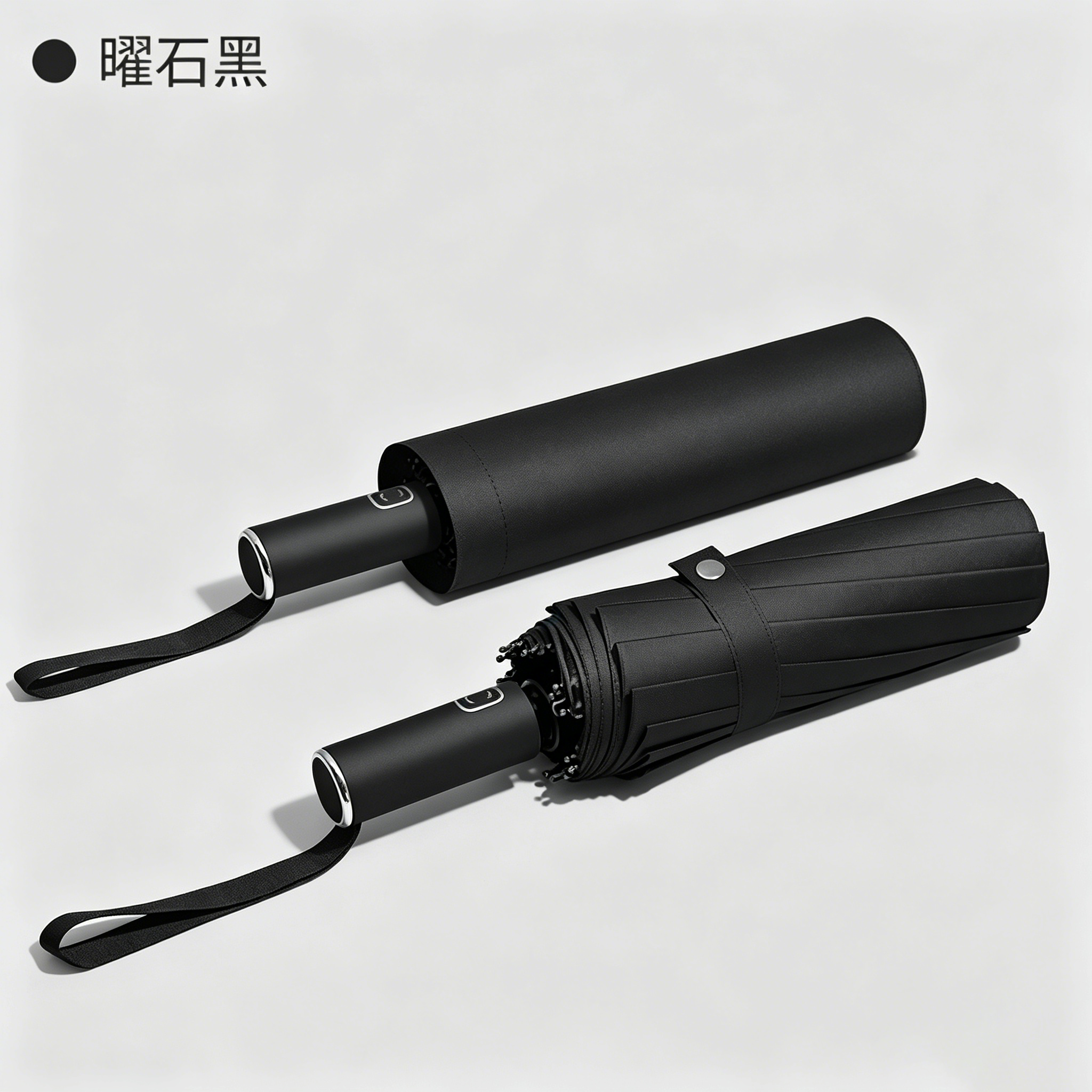 恒盾 莫兰迪哑光纯色全自动一键开合晴雨伞加厚黑胶 UPF50 + 防紫外线防晒遮阳伞男女通勤车载便携三折抗风雨两用太阳伞 Specification image