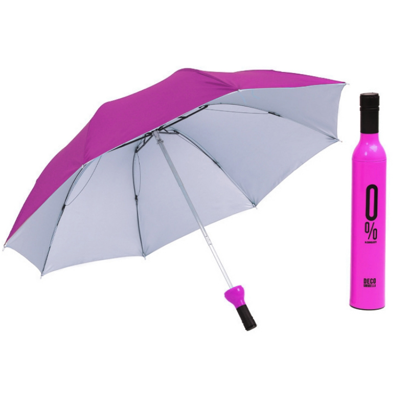 Hengdun Factory's in-stock creative red wine bottler-shaped folding umbrellas, silver plastic UPF50 + sun protection mini portable wine bottle umbrellas, business opening wedding gifts, advertising gift umbrellas, can be printed with logos Specification image
