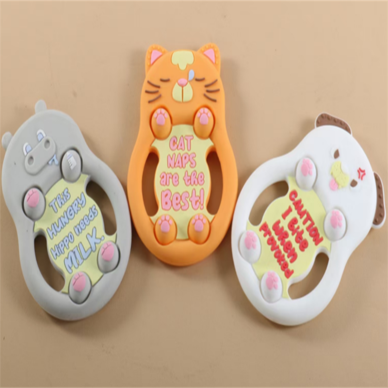 灰色河马橙色猫咪白色小狗硅胶安抚牙胶猫猫磨牙棒水果咬咬乐