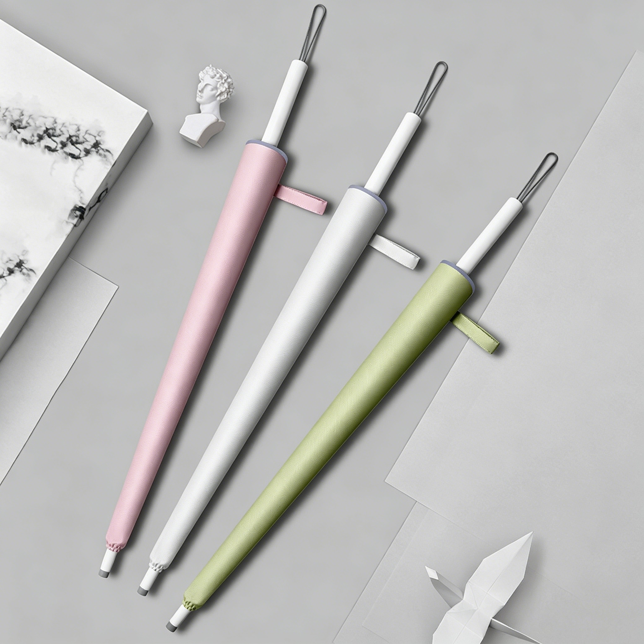 Hengdun rounded corners, hexagonal petals, straight stem, long handle umbrella, women's black rubber UPF50 + sun protection and shade umbrella, Morandi solid color, simple, enlarged umbrella surface, punctuation-resistant, safe, all-weather, portable long umbrella for commuting