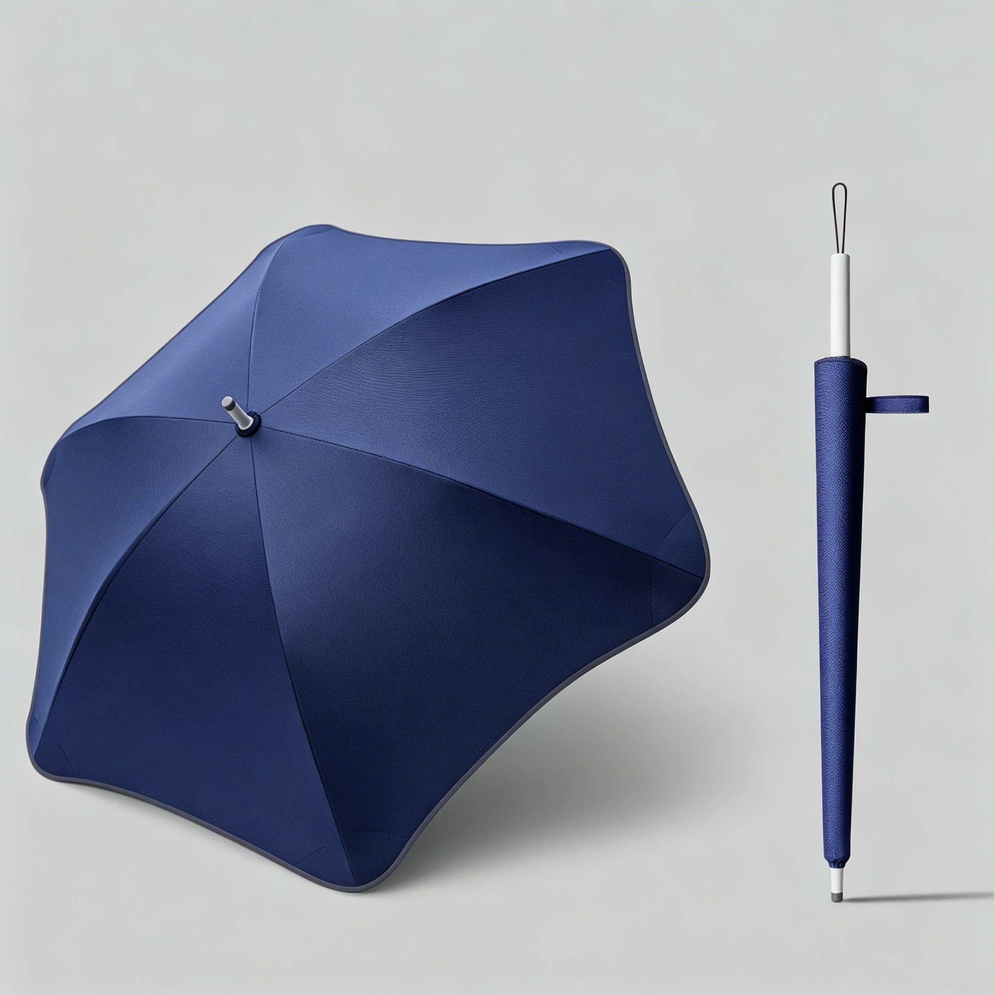 Hengdun rounded corners, hexagonal petals, straight stem, long handle umbrella, women's black rubber UPF50 + sun protection and shade umbrella, Morandi solid color, simple, enlarged umbrella surface, punctuation-resistant, safe, all-weather, portable long umbrella for commuting Application Scenario