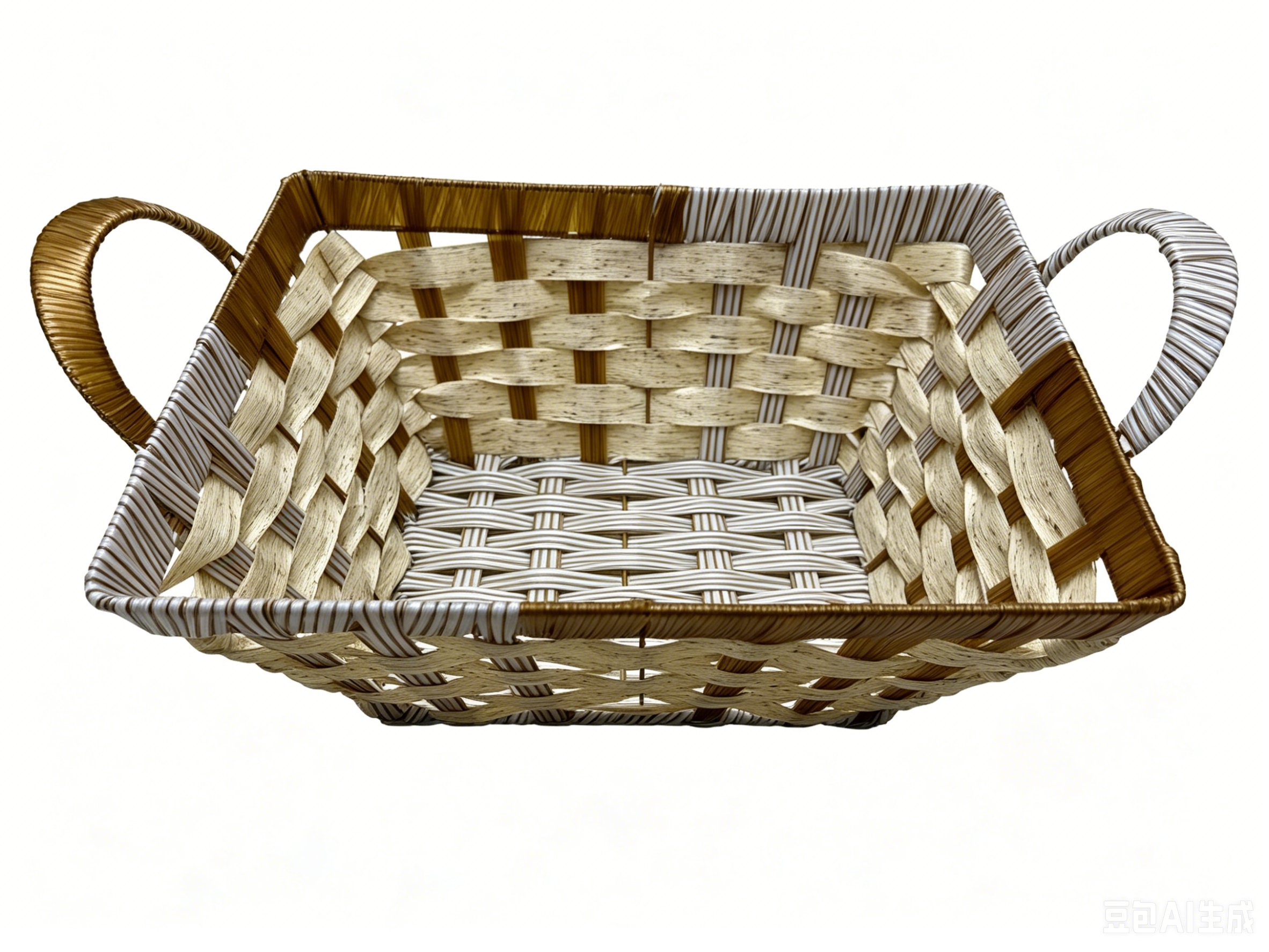 Light yellow film woven rectangular lugs storage basin, fruit and snack basket, bread basket, toy storage basket, supermarket gift packaging basket, souvenir packaging basket, kitchen sauce storage basket, vegetable placement basket, tissue paper storage basket Item Picture