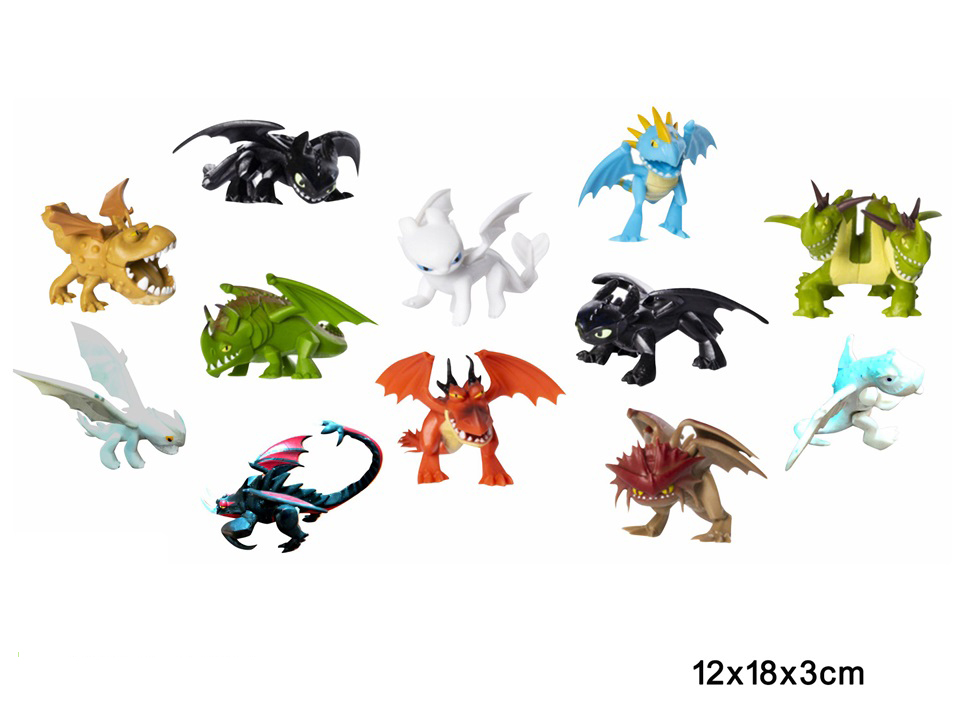 TJ91094 Dragon Tamer 12 Sets of Little Dragon Figurines, Toothless Night Demon Light Demon Figurine Models, Children's Desktop Decorative Toys Application Scenario