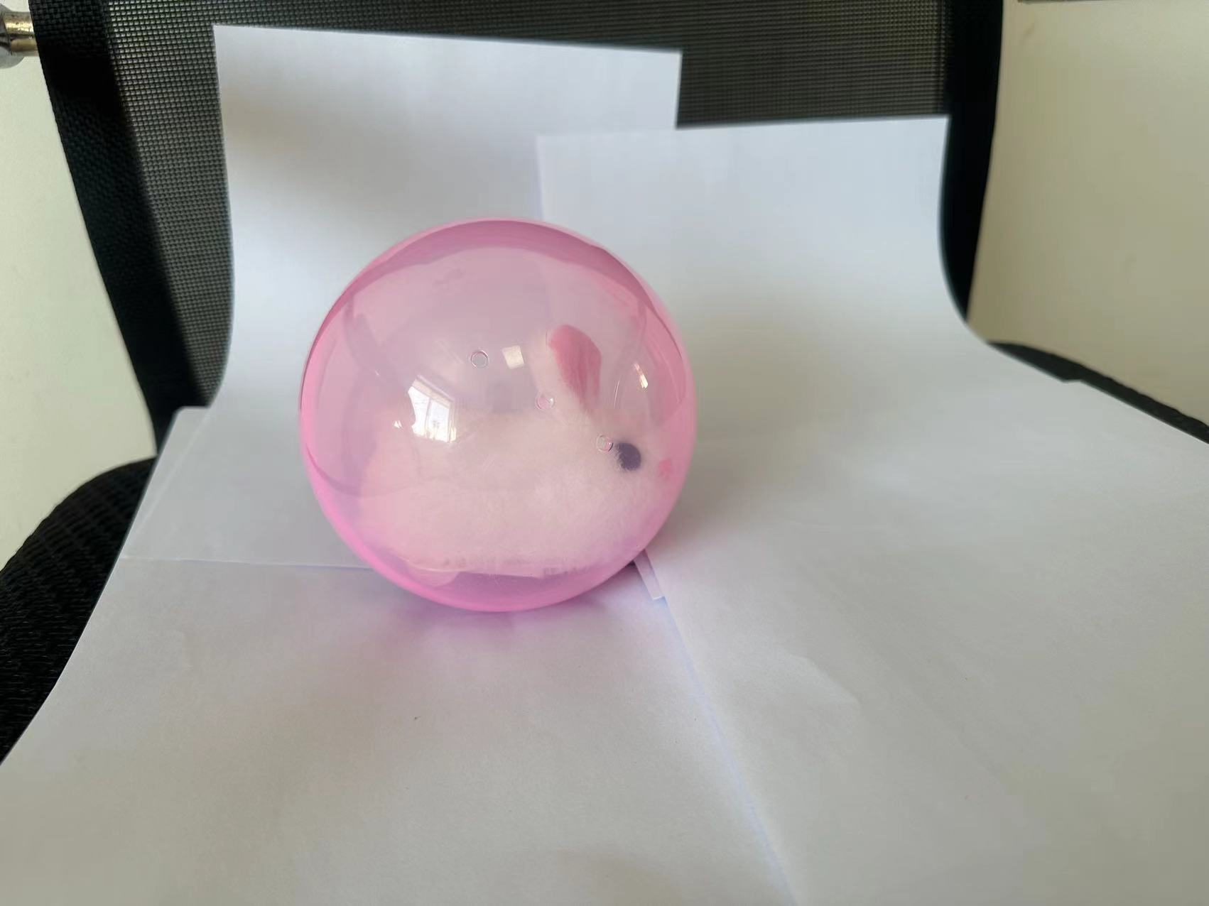 Pink transparent sphere, white plush rabbit, doll, claw toy, electric rabbit can run Specification image
