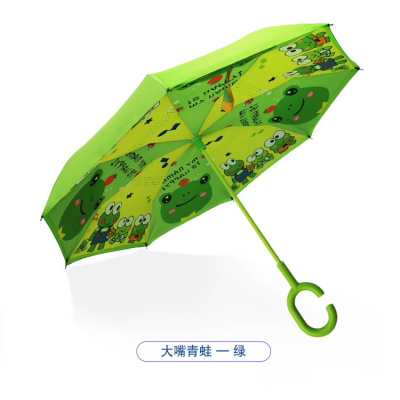 Hengdun Children's Reverse Umbrella C-shaped handle-free cartoon princess Bear fully automatic long-handled umbrella, special for boys and girls, primary school students to go to school, all-weather and all-weather sunshade umbrella, drip-proof safety, children's safety umbrella Specification image