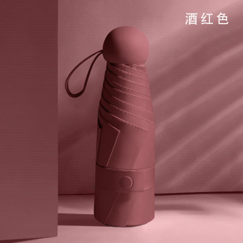 Hengdun Mini Capsule 50% folding Sun Umbrella for Women, compact and portable pocket umbrella, black rubber, super strong sun protection and UV protection, all-weather and all-weather folding sun umbrella for students, ultra-light small umbrella for commuting, available in multiple colors details Picture